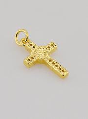 Pendentif Croix & Coeur en Laiton - 15mm