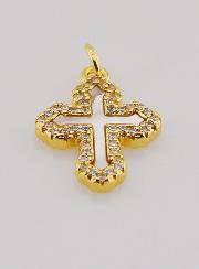 Pendentif Croix Orthodoxe Strass & Nacre - 17mm