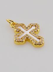 Pendentif Croix Orthodoxe Strass & Nacre - 17mm