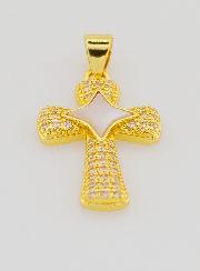 Pendentif Croix & Etoile en Laiton et Nacre - 22mm