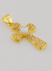 Pendentif Croix & Etoile en Laiton et Nacre - 22mm