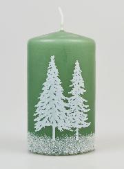 Bougie de Décoration Ambiance Hiver - Vert