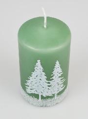 Bougie de Décoration Ambiance Hiver - Vert