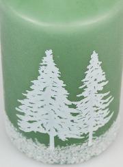 Bougie de Noël Sapins Enneigés - Vert