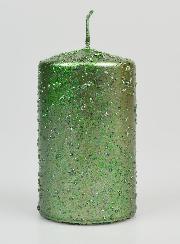 Bougie de Décoration Pailletée - Vert Sapin
