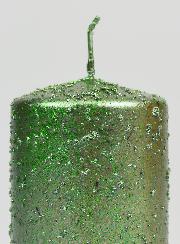 Bougie de Décoration Pailletée - Vert Sapin