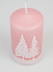 Bougie de Décoration Ambiance Hiver - Rose Poudré