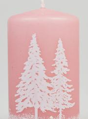 Bougie de Décoration Ambiance Hiver - Rose Poudré