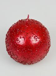 Bougie Boule de Noël à Paillettes 8cm - Rubis