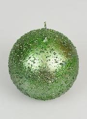 Bougie de Décoration Boule Pailletée 8cm - Vert Sapin