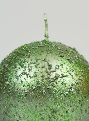 Bougie de Décoration Boule Pailletée 8cm - Vert Sapin
