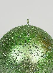 Bougie de Décoration Boule Pailletée 8cm - Vert Sapin