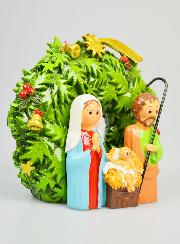 Crèche Couronne de Noël à Poser - 15cm