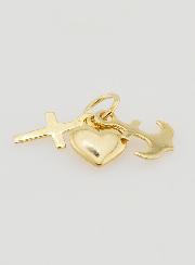 Pendentif Or 9cts Ancre, Coeur & Croix - 10mm
