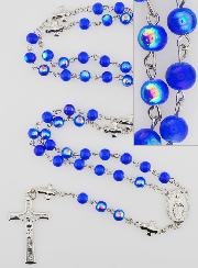 Chapelet Médaille Miraculeuse & Perles Chromées - Bleu Nuit