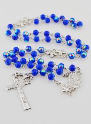Chapelet Médaille Miraculeuse & Perles Chromées - Bleu Nuit
