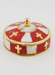 Boîte à Chapelet Artisanale Laiton & Nacre - Rouge