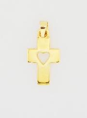 Pendentif Croix & Coeur en Or 9cts - 17mm