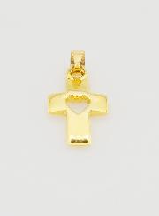 Pendentif Croix & Coeur en Or 9cts - 17mm