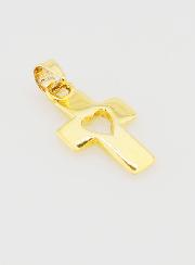 Pendentif Croix & Coeur en Or 9cts - 17mm