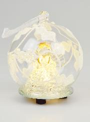 Boule de Noël Lumineuse Ange en Verre - 8cm