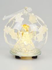 Boule de Noël Lumineuse Ange en Verre - 8cm