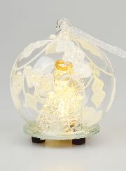 Boule de Noël Lumineuse Ange en Verre - 8cm