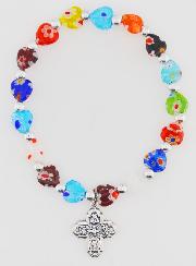 Bracelet Religieux Avec Croix - Grains Coeur