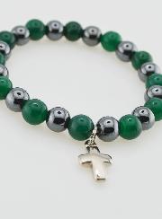 Bracelet Avec Croix - Hématite & Agate Verte