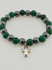 Bracelet en Pierres Naturelles - Agate Verte & Hématite 8mm