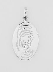 Médaille Ovale Vierge à l'Enfant en Argent - 20mm
