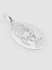 Médaille Ovale Vierge à l'Enfant en Argent - 20mm