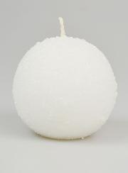 Bougie de Décoration Givrée Sphère 8cm - Blanc