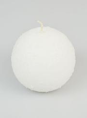 Bougie de Noël Boule Givrée 8cm - Blanc