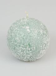 Bougie de Noël Boule Givrée 8cm - Vert