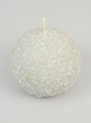 Bougie de Noël Boule Givrée 8cm - Argent