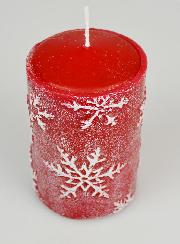 Bougie de Noël Flocons de Neige - Rouge