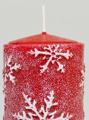 Bougie de Noël Flocons de Neige - Rouge