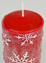 Bougie de Noël Flocons de Neige - Rouge