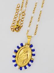 Collier Religieux Perlé & Médaille Miraculeuse Marinière