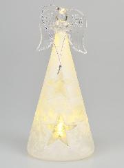 Ange de Noël en Verre Lumineux 15cm - Étoiles