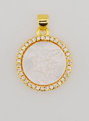 Médaille Saint Michel Laiton & Nacre - 22mm