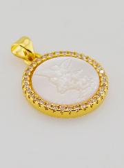 Médaille Saint Michel Laiton & Nacre - 22mm