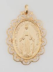 Grande Médaille Miraculeuse Dentelle Ajourée - Plaqué Or