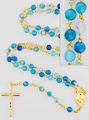 Chapelet Médaille Miraculeuse en Agate - Chaîne Dorée