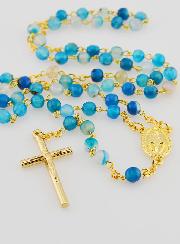 Chapelet Médaille Miraculeuse en Agate - Chaîne Dorée