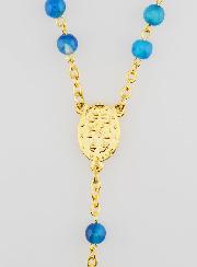 Chapelet Médaille Miraculeuse en Agate - Chaîne Dorée