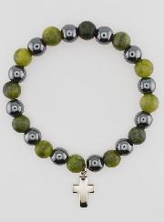 Bracelet Avec Croix - Hématite & Vésuvianite