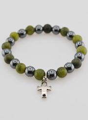 Bracelet Avec Croix - Hématite & Vésuvianite