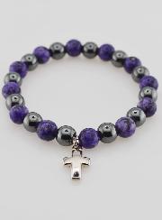 Bracelet Avec Croix - Hématite & Charoïte